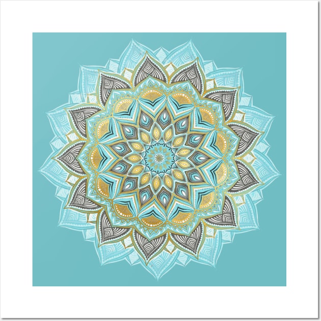 Cyan & Golden Yellow Sunny Skies Medallion Wall Art by micklyn